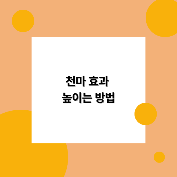 천마 효과 높이는 방법