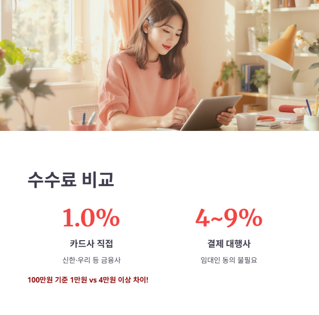수수료 1% 비교! 카드사/대행사 장단점 분석