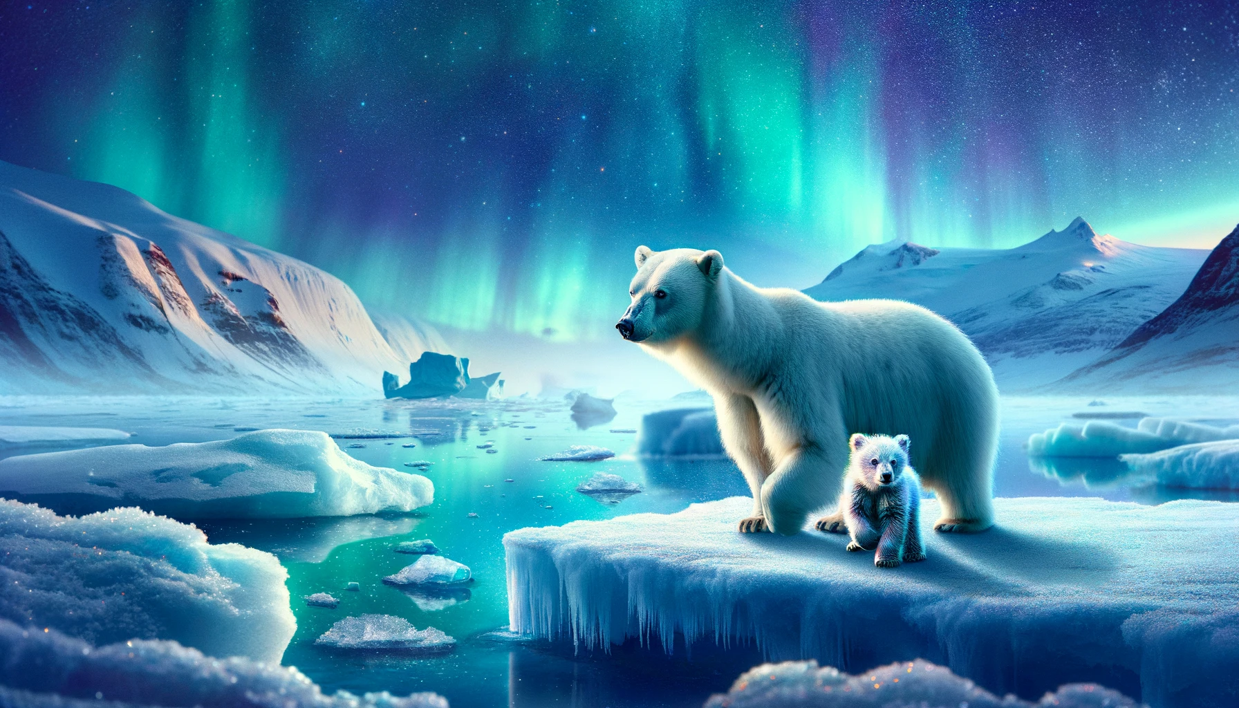 북극곰 두 마리