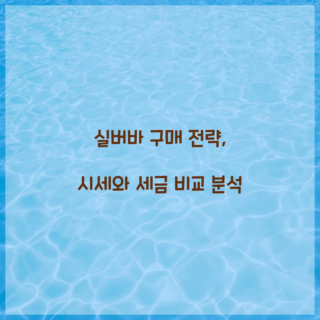 실버바 구매