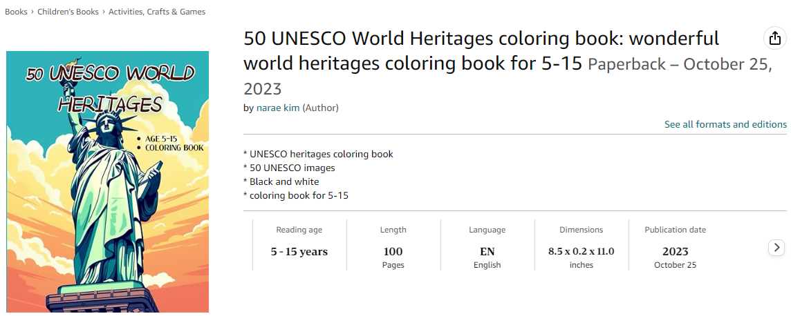 50 UNESCO WORLD HERITAGES coloring book