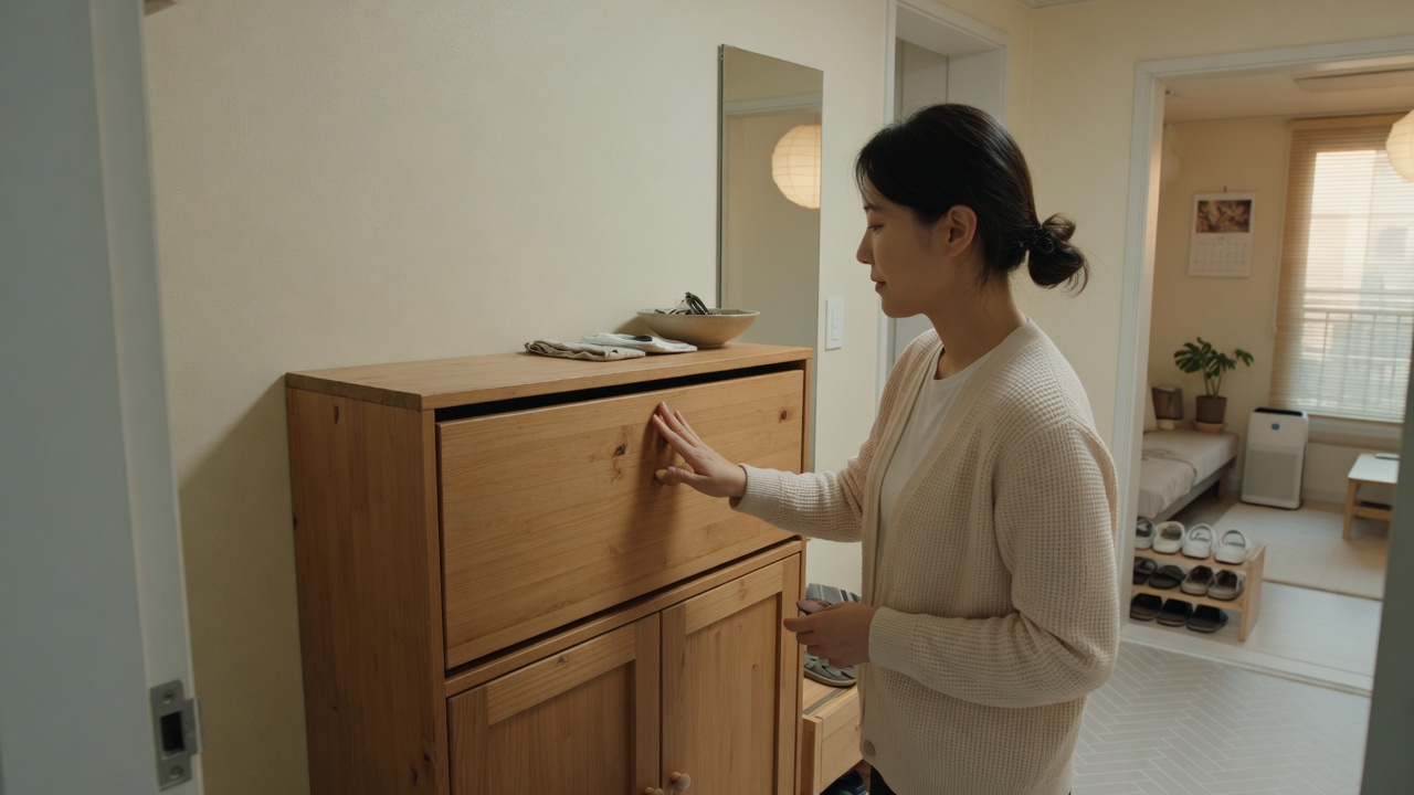 서랍을 부드럽게 닫아 보는 사람