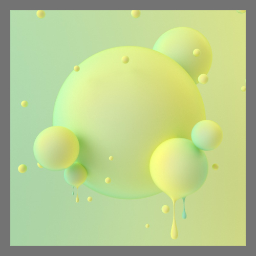 예쁜 색의 거품의 형상화
