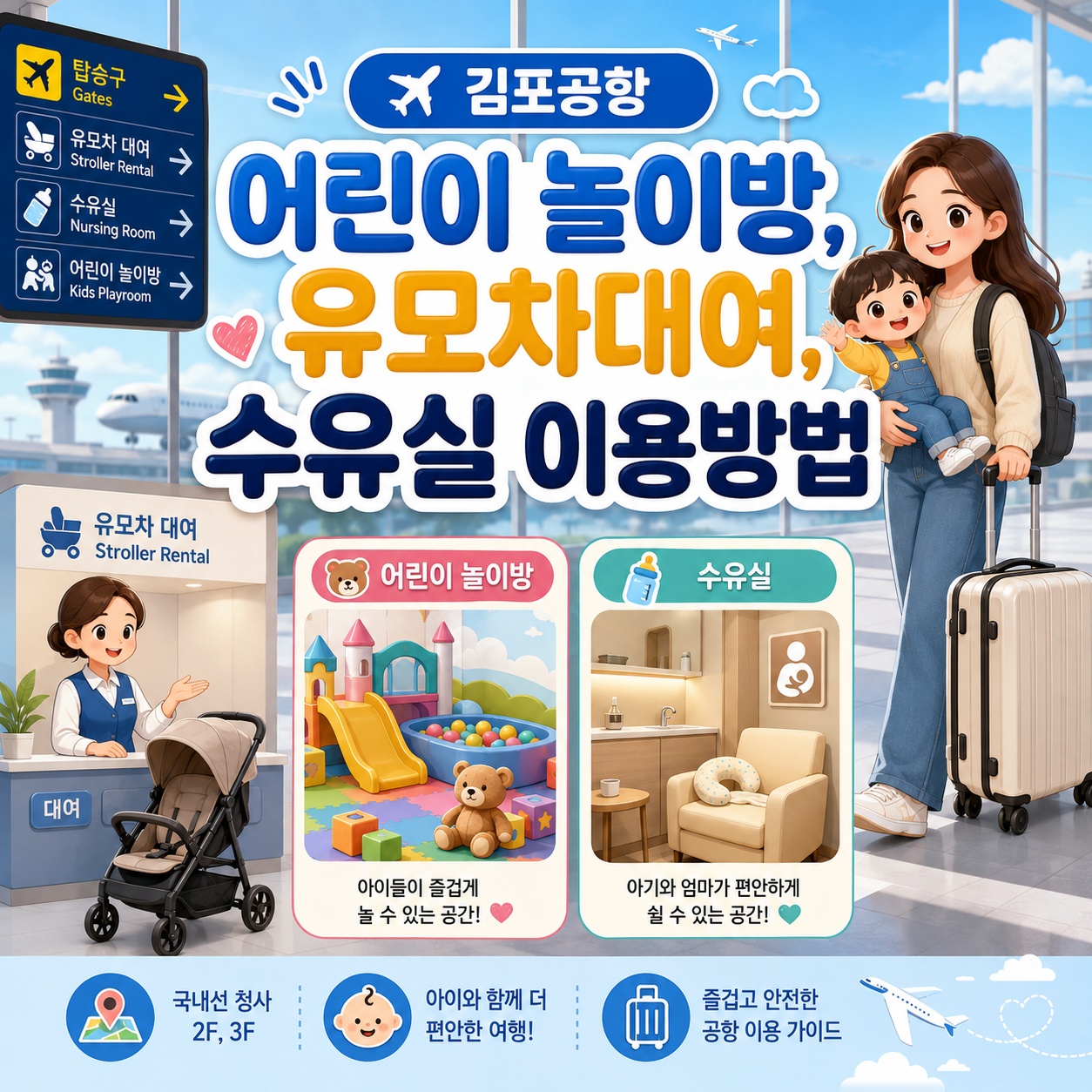 김포공항 어린이 놀이방 위치 유모차 대여 수유실 이용방법 정리