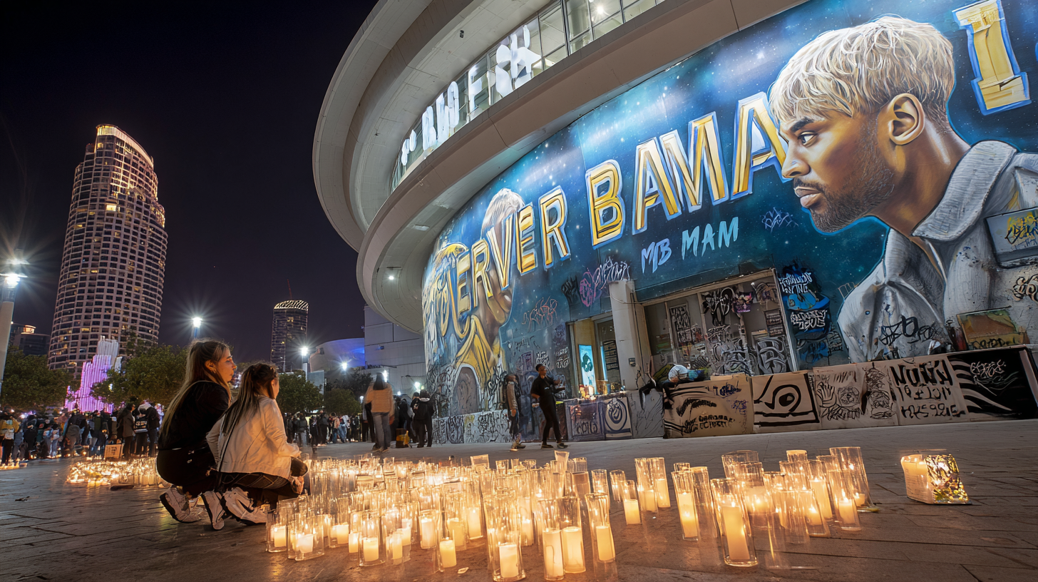 &ldquo;헬리콥터 사고 이후 전 세계 팬들이 추모한 코비 브라이언트와 딸 지아나의 추모 이미지&rdquo;