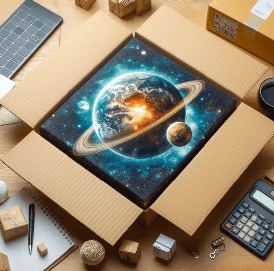 박스 안에 지구 모습이 들어있는 모습