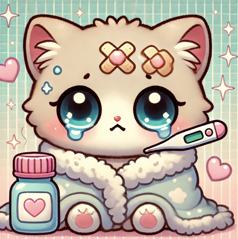 질병에 걸린 고양이를 표현한 사진