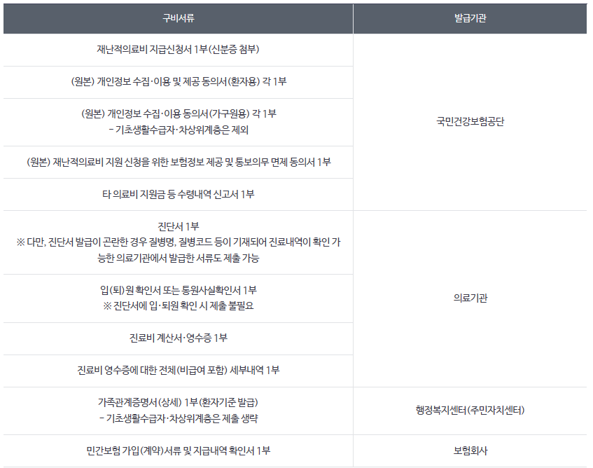 재난적 의료비 지원 사업