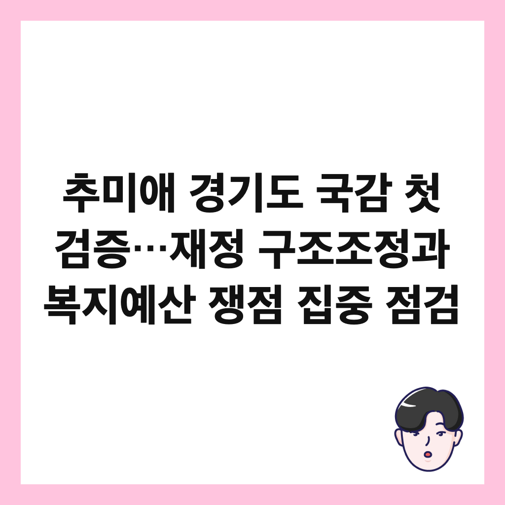 추미애 경기도 국감 첫 검증&hellip;재정 구조조정과 복지예산 쟁점 집중 점검 썸네일