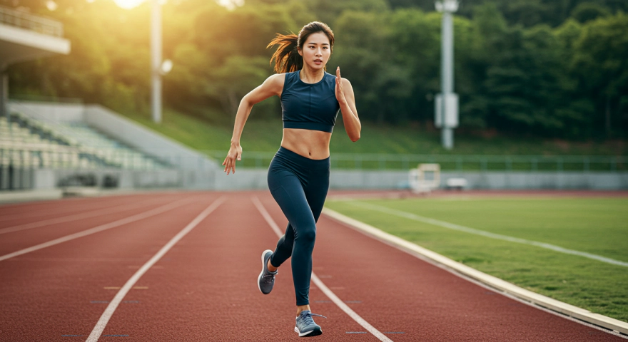 한 여성이 인터벌 운동을 하는 모습