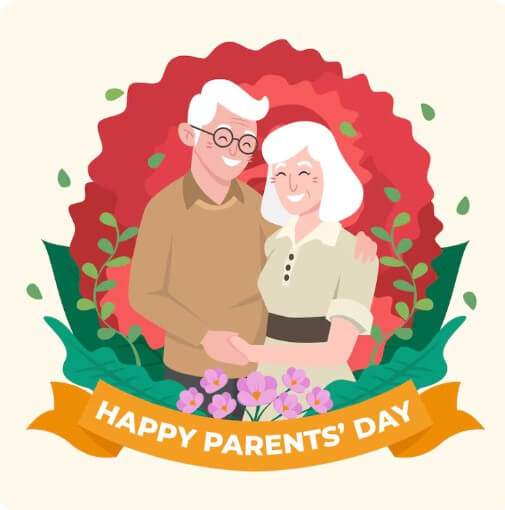 환하게 웃고 있는 부모님