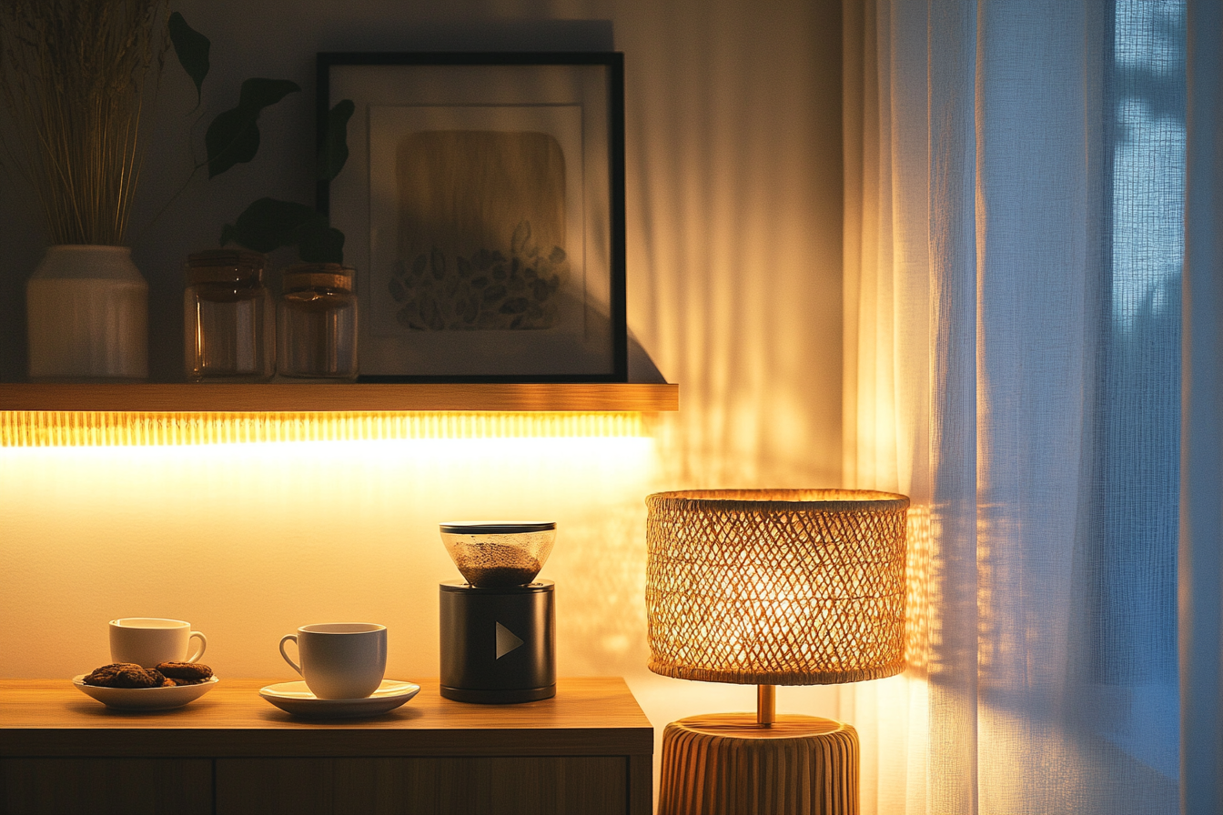 간접조명과 스탠드 램프의 조합