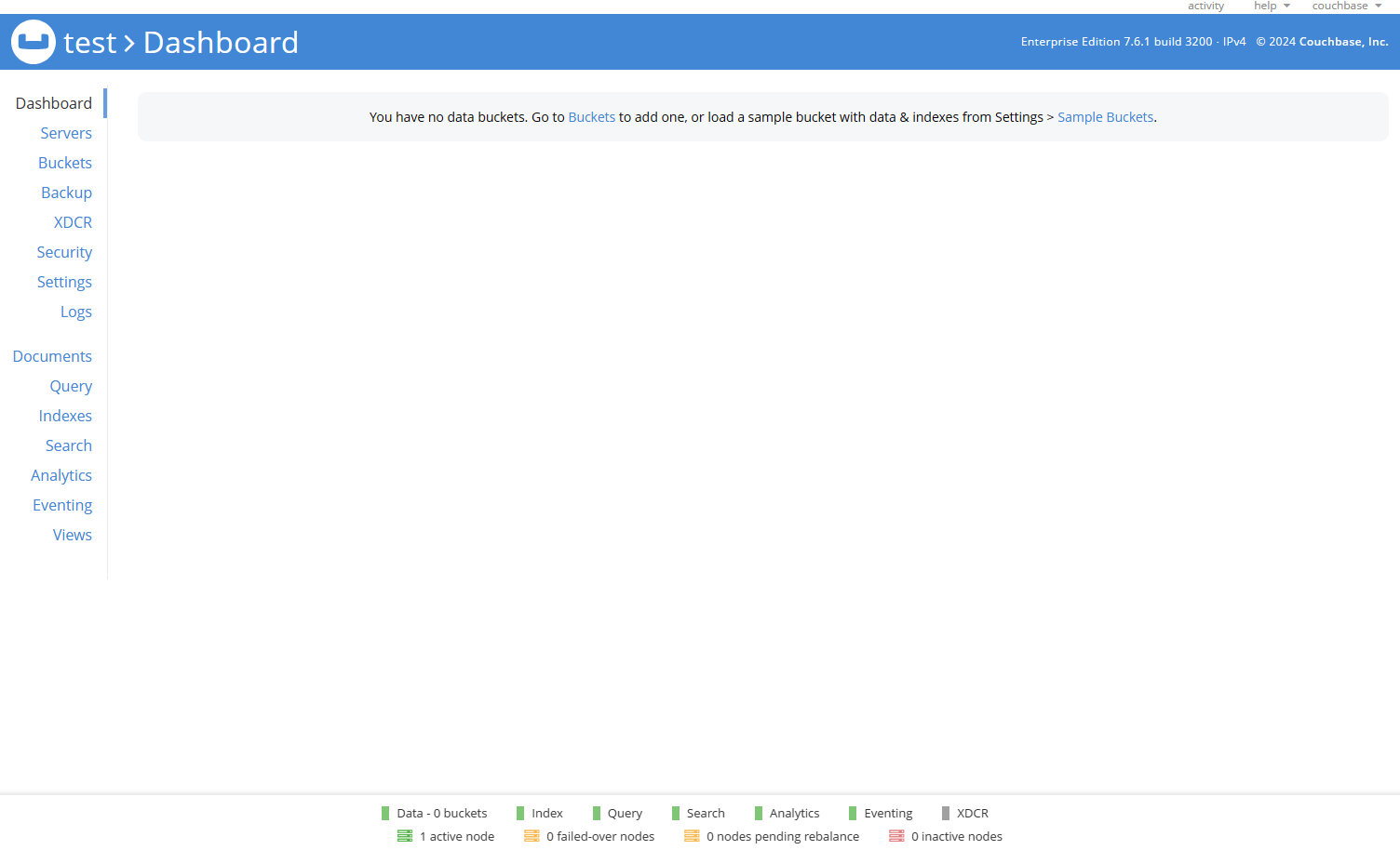 couchbase 대시보드