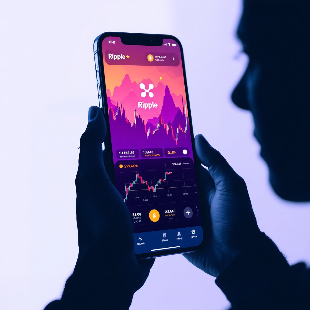 스마트폰 화면에서 리플 시세 차트를 확인하는 암호화폐 투자자
