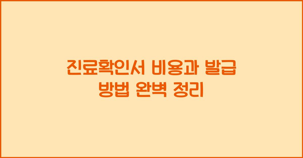 진료확인서 비용