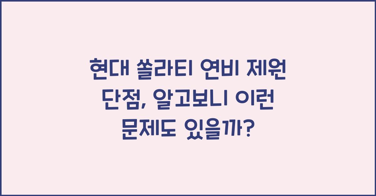 현대 쏠라티 연비 제원 단점
