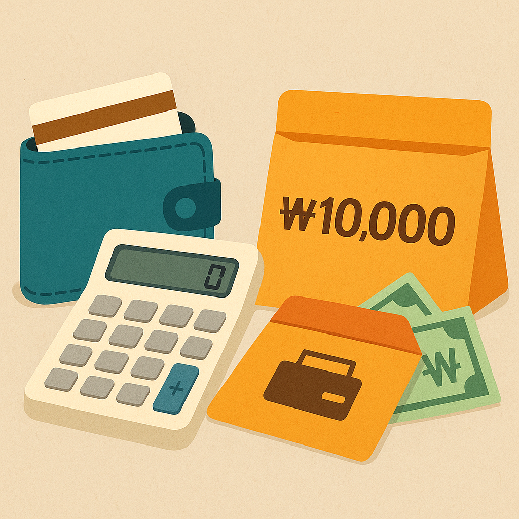 가계부, 카드, 환급봉투