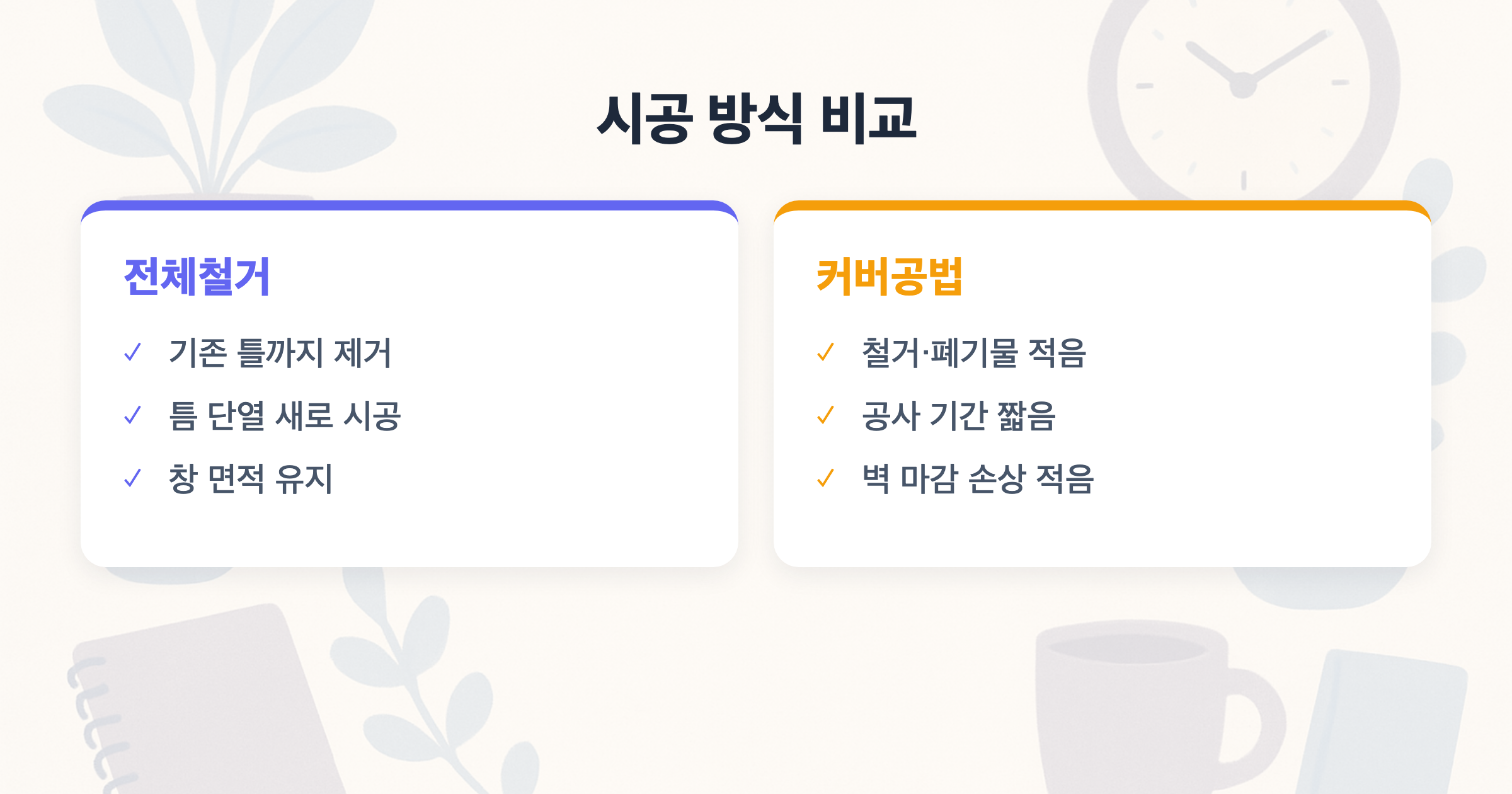 시공 방식 비교 전체철거 vs 커버공법