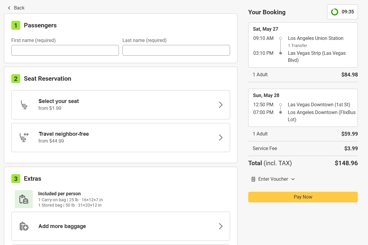 flixbus가격 및 예약방법 추가요금