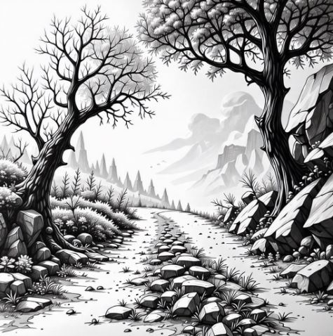 크기, 명암, 겹침 활용 연필 그림