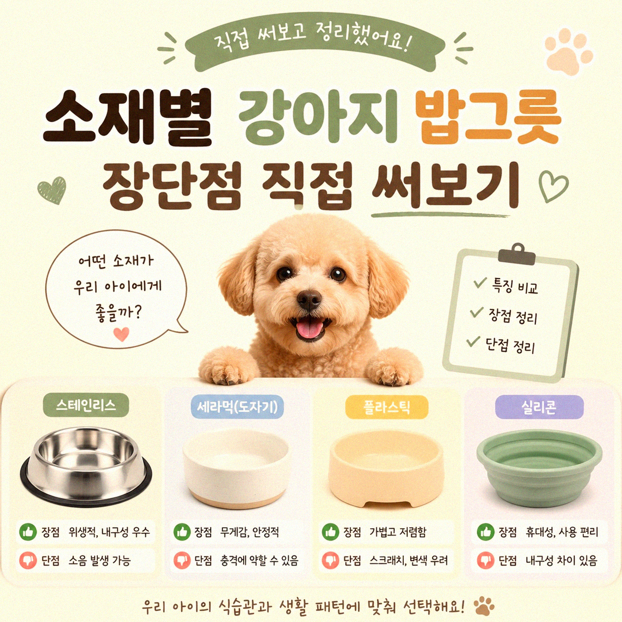 우리 강아지 밥그릇, 어떻게 고르셨나요