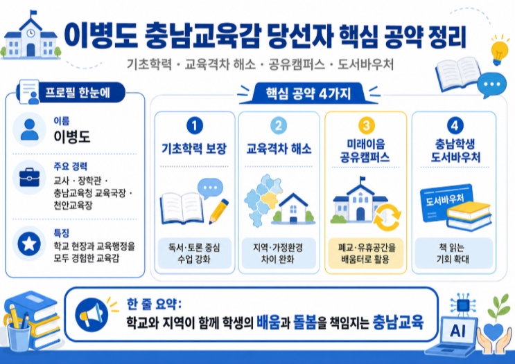 이병도 충남교육감 당선자 프로필·공약 쉽게 정리