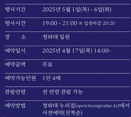 2025 청와대 밤마실 예약 안내 및 관람 포인트 총정리 (야간 개방)