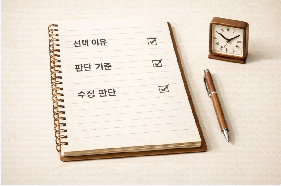 블로그 운영에서 판단 기준을 기록하는 구조를 시각화한 이미지