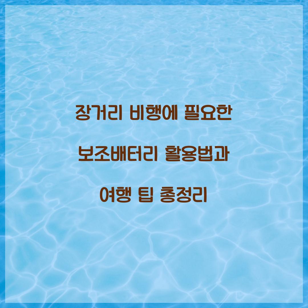 장거리 비행에 필요한 보조배터리 활용법