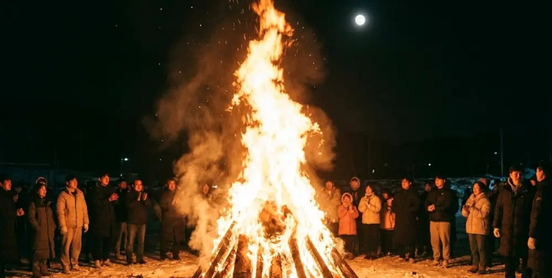 달집태우는거 구경하는 사람들