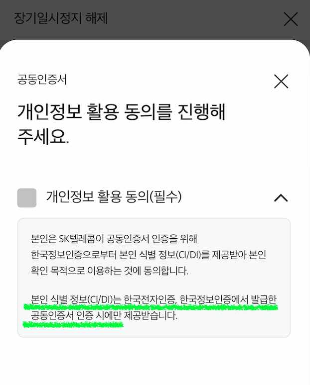 SKT 공동인증서