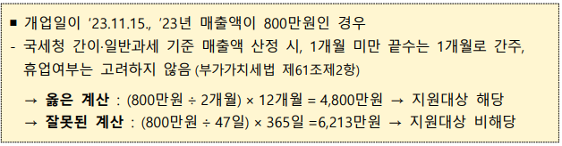 부가가치세 신고 매출액 연환산 예시