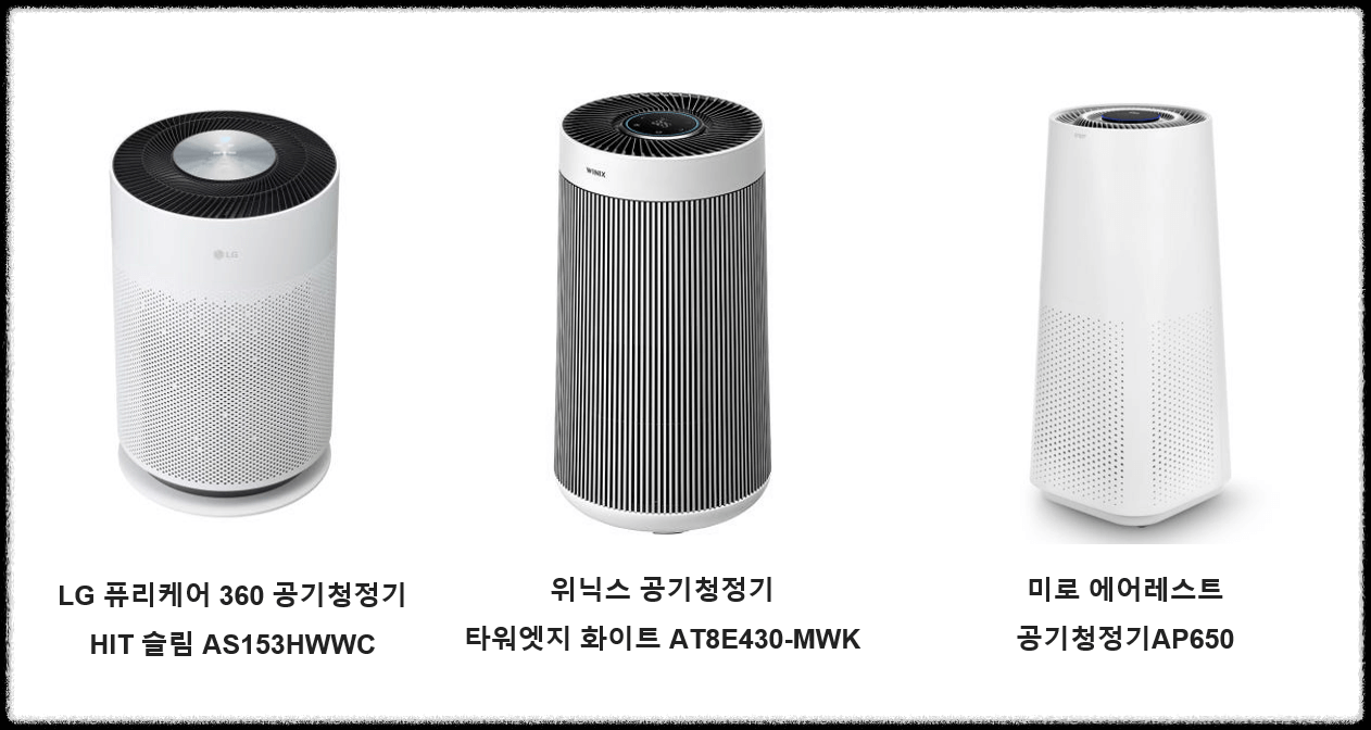 10평대 공기청정기 비교 요약표