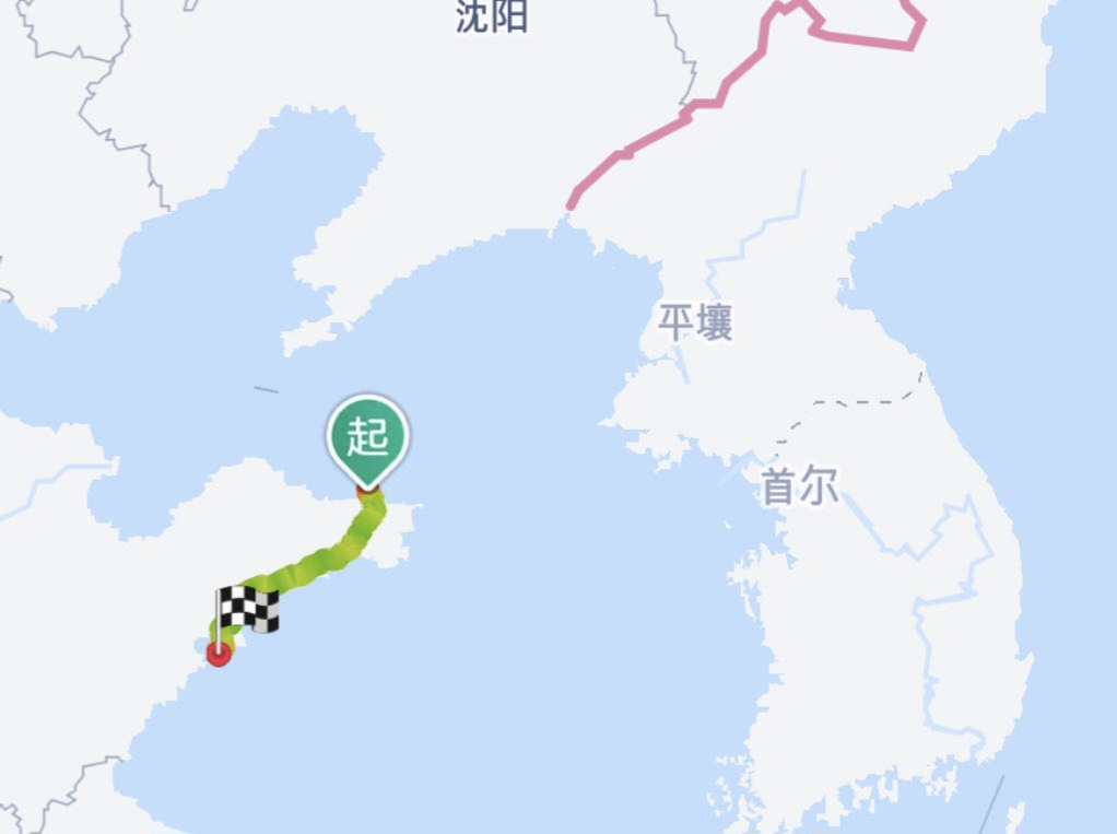 칭다오에서 웨이하이까지의 경로