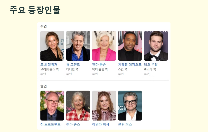 브릿지 존스의 일기 뉴챕터 주요 등장인물 사진