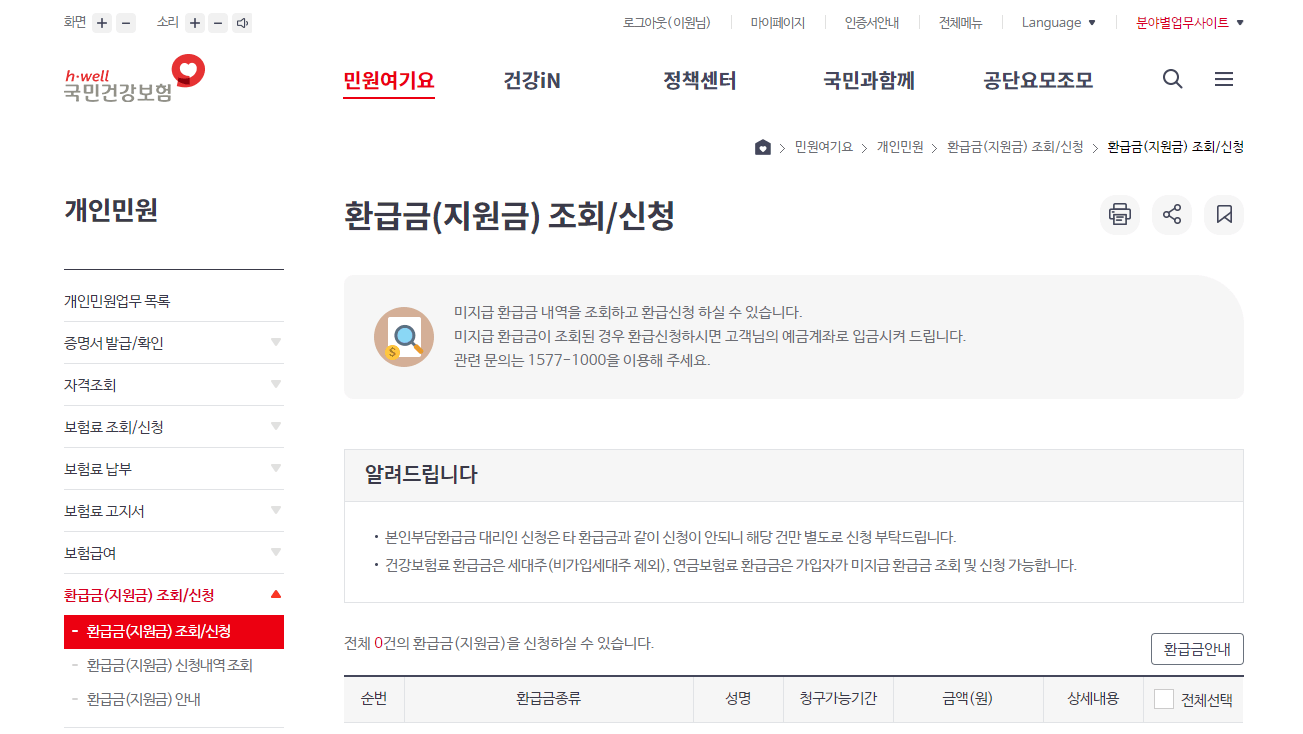 국민건강보험 환급금