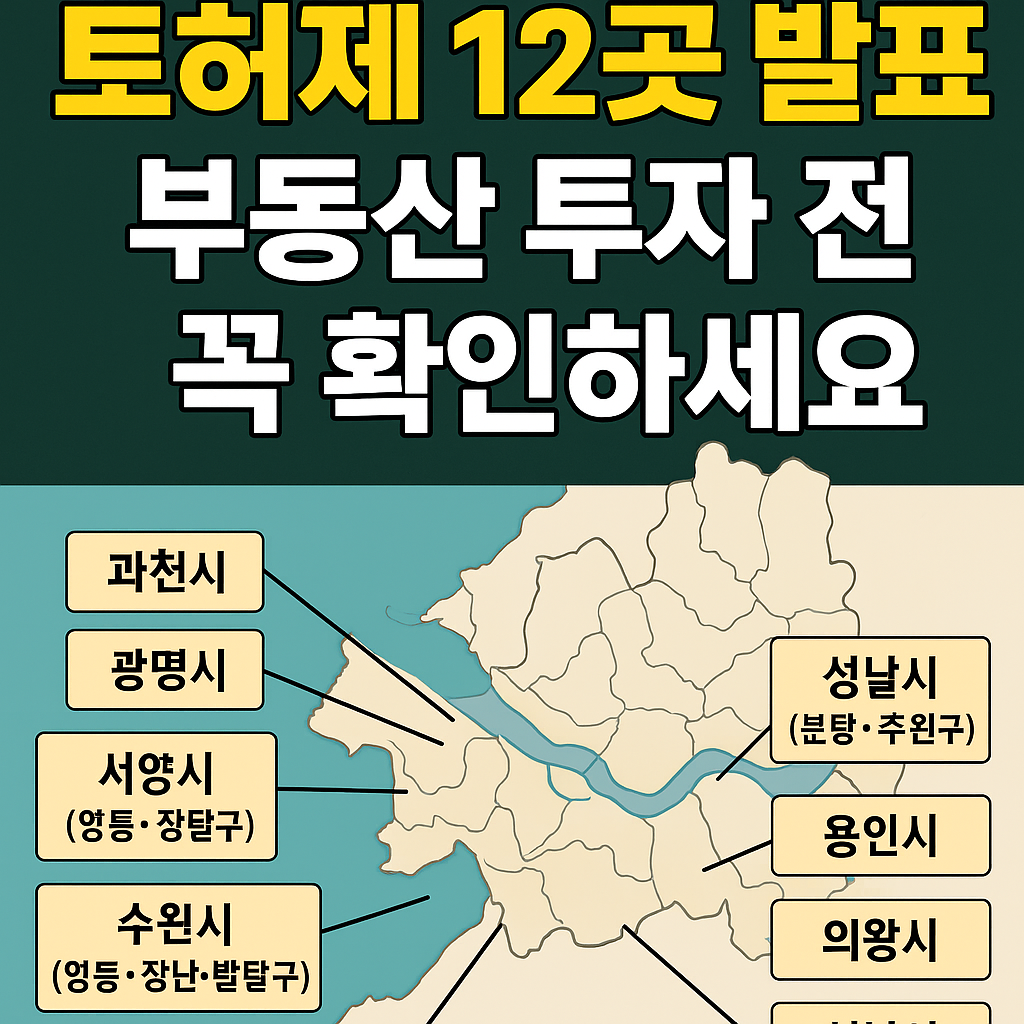 토허제 12곳 발표! 부동산 투자 전 꼭 확인하세요(=2025)