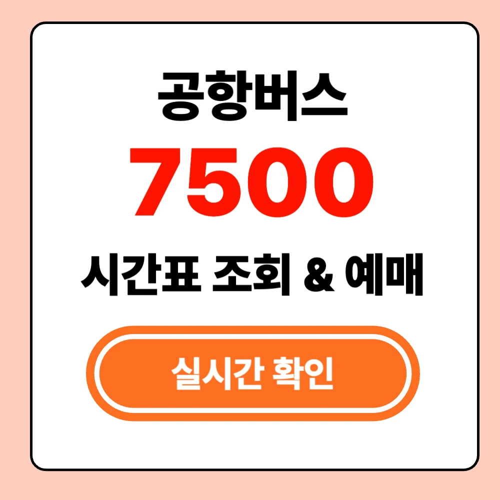 7500 공항버스 실시간 시간표 확인