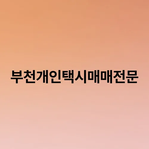 부천개인택시매매전문