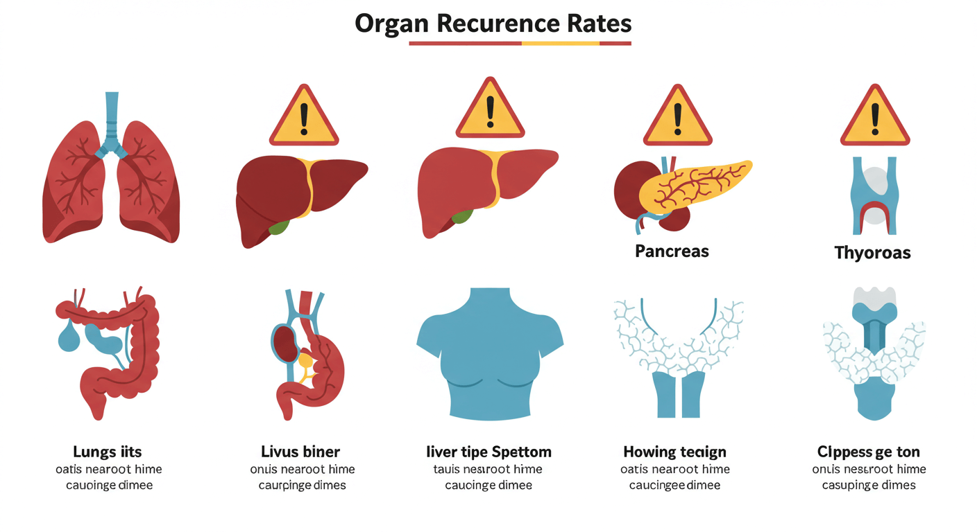 재발률 - 암 종류에 따라 큰 차이