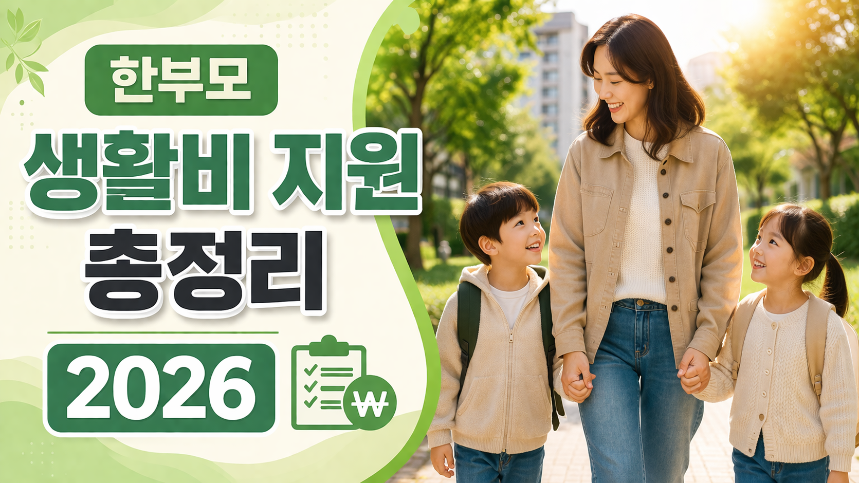 한부모 생활비 지원 총정리 2026 ❘ 두 아이 키우며 꼭 챙겨야 할 정부지원 5가지