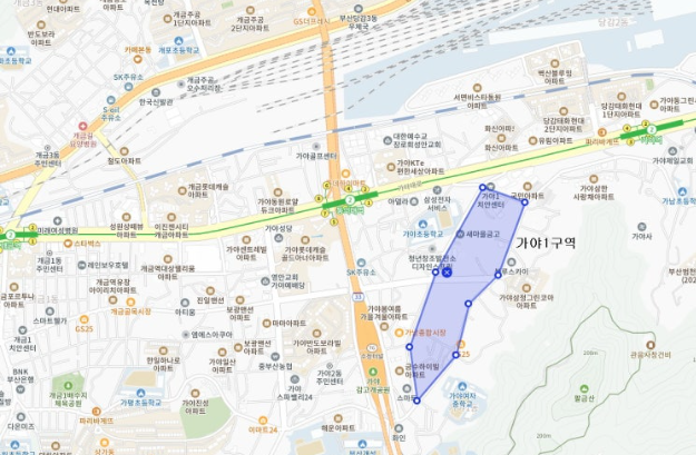 가야1구역 더 다이너스티 지도상 입지