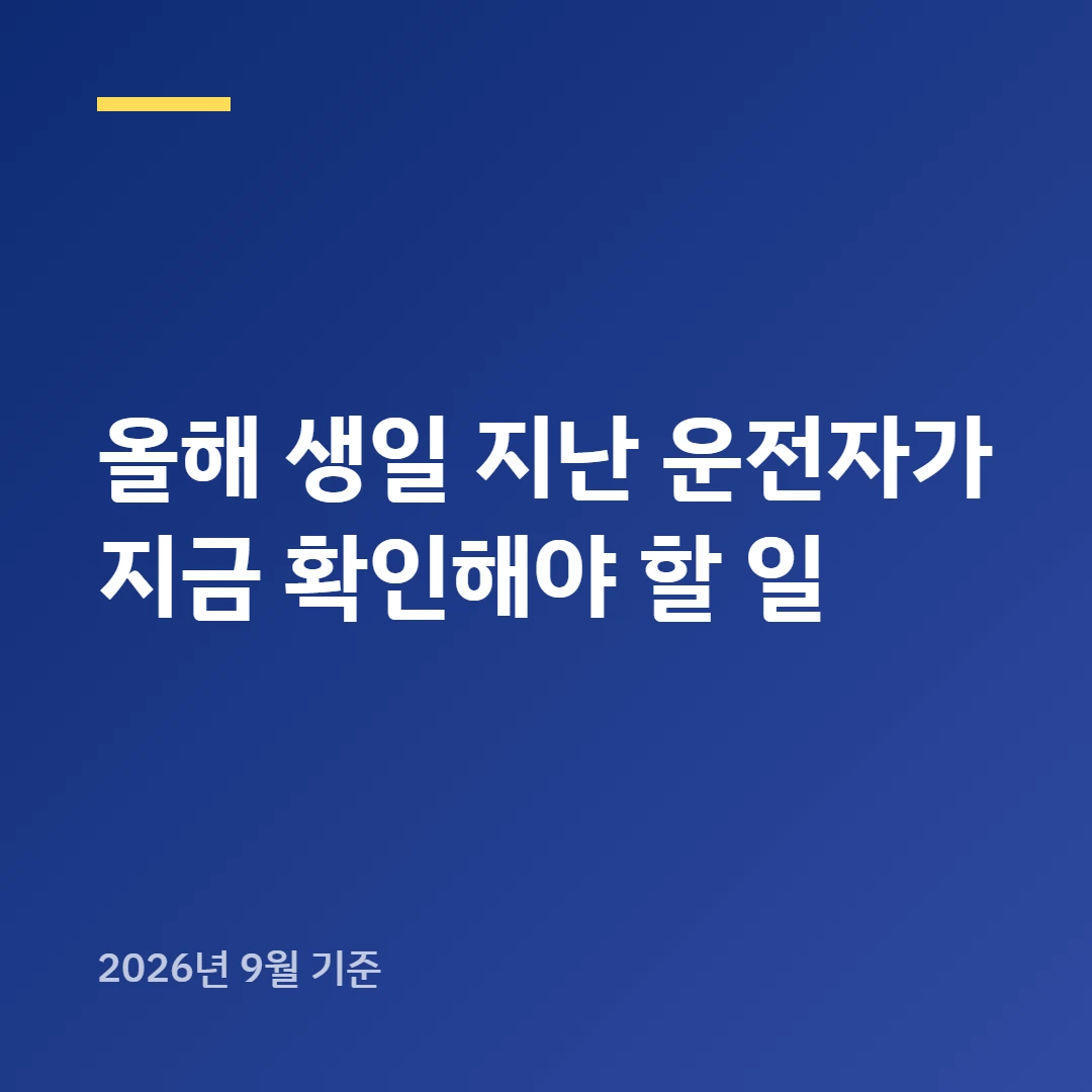 올해 생일 지난 운전자가 지금 확인해야 할 일
