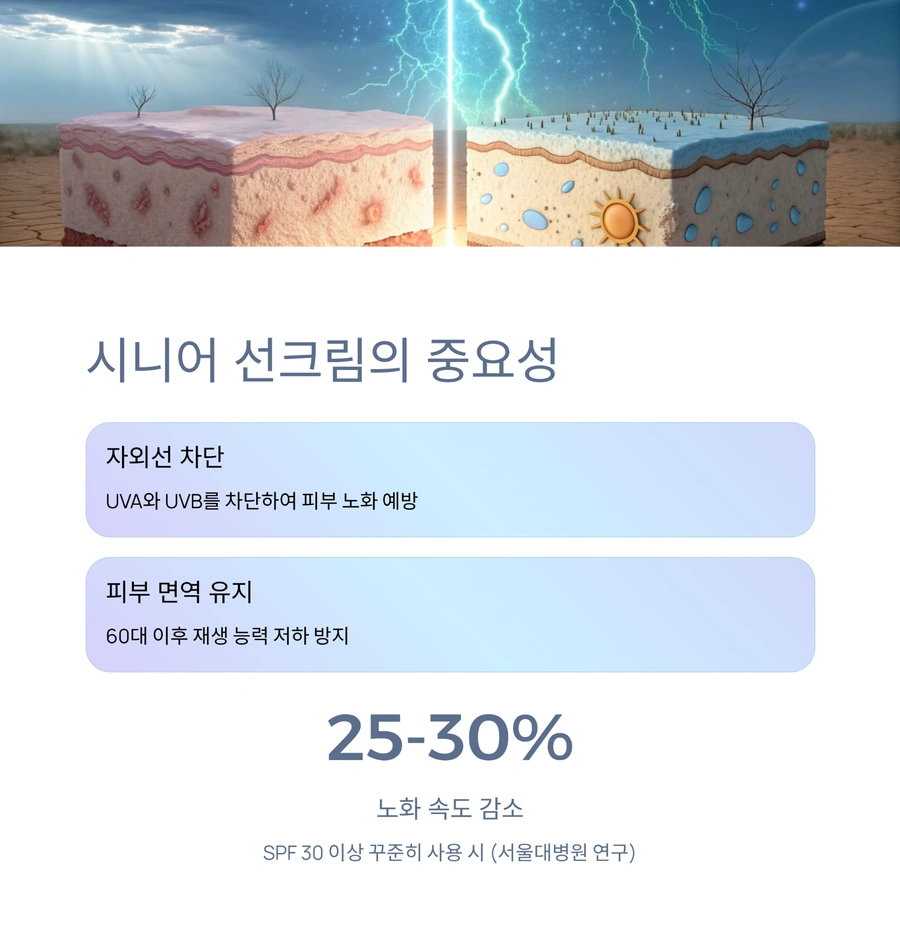 자외선 차단과 피부 면역 유지의 중요성 설명 그래픽