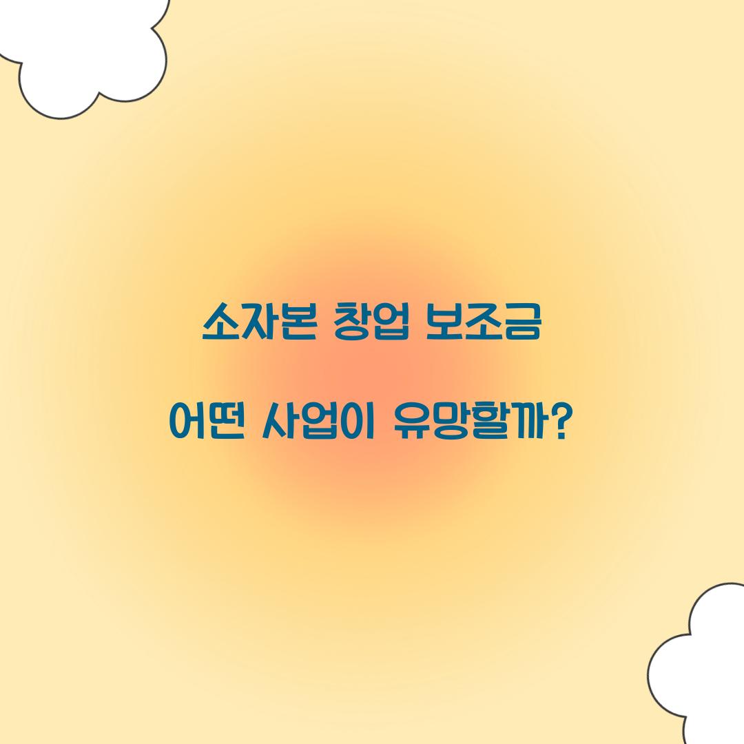 소자본 창업 보조금