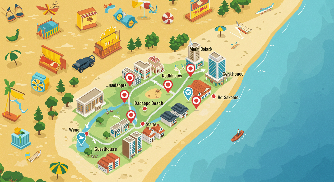 다대포 해수욕장 근처 위치 좋은 숙소 지도