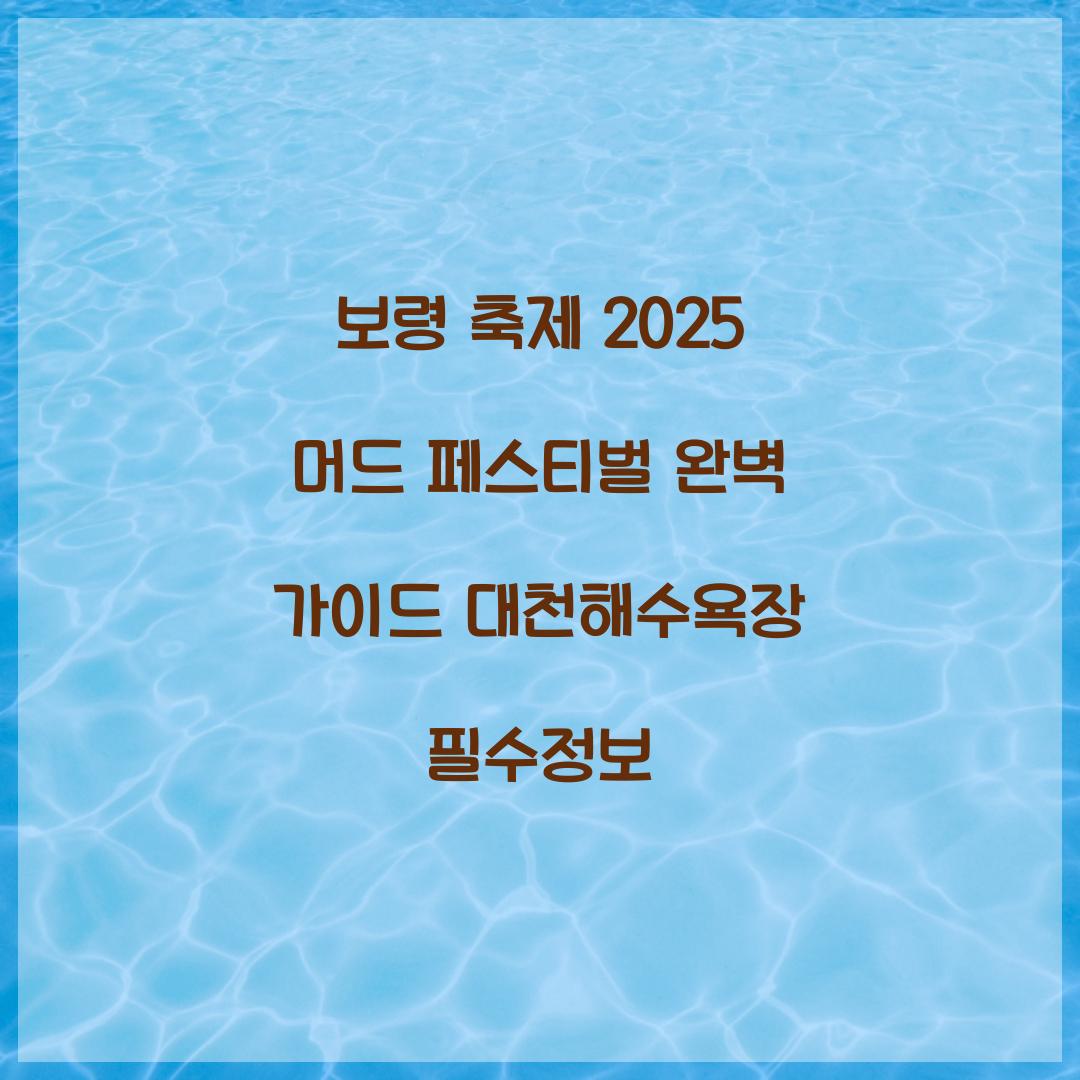 보령 축제 2025 머드 페스티벌