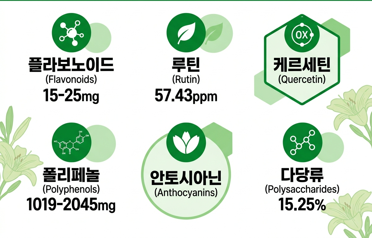 원추리 영양성분, 항산화, 항염증, 루틴, 플라보노이드