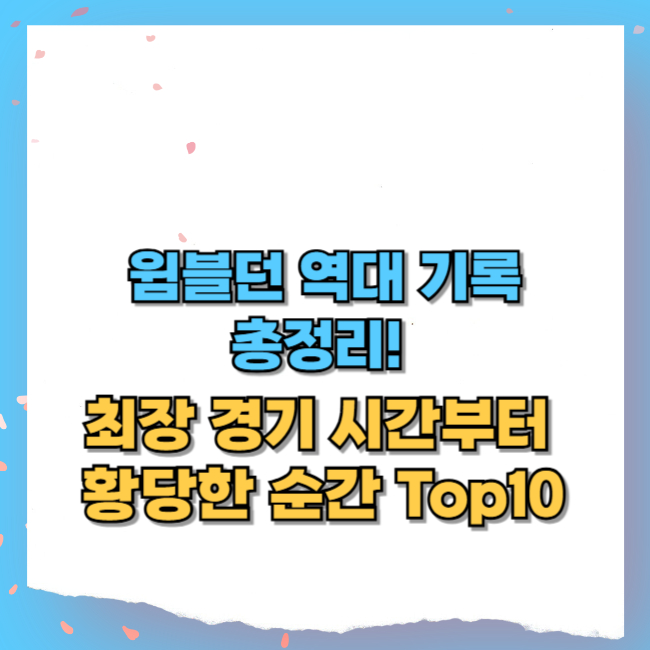 윔블던 역대 기록 총정리! 최장 경기 시간부터 황당한 순간 Top10