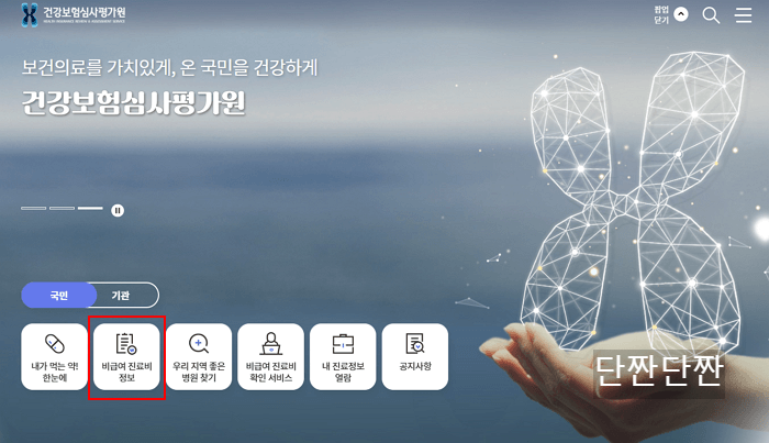 건강보험심사평가원 홈페이지